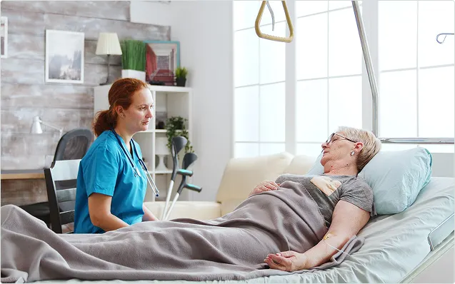 SureMed technician setting up a hospital bed in a Houston home